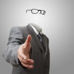 invisible business man offers hand shake